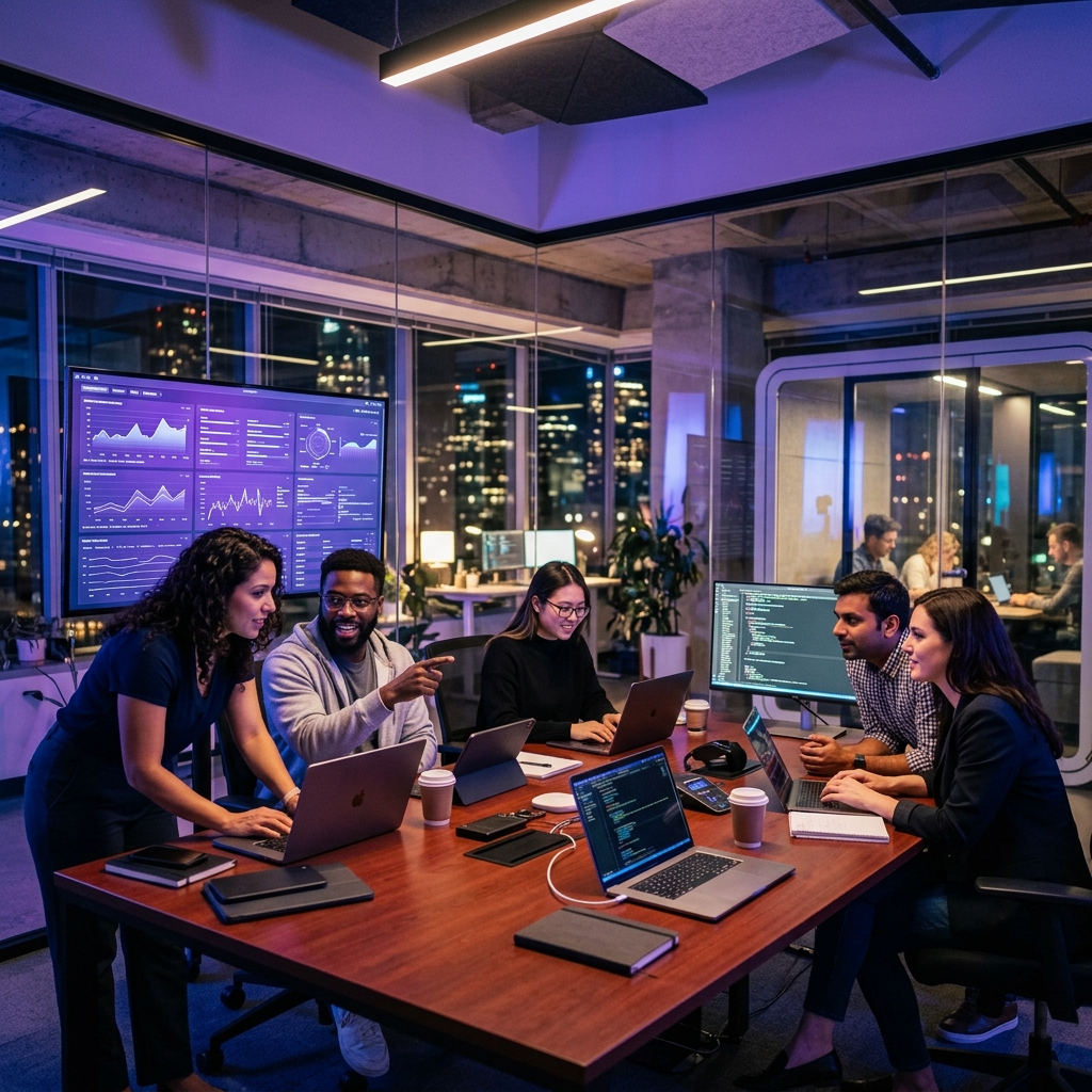 NETAFORA team collaborating on technology solutions